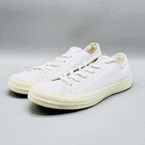 Converse Shoes Womens 8.5 White Leather Chuck Taylor All Star Low Top Sneakers - Picture 4 of 12